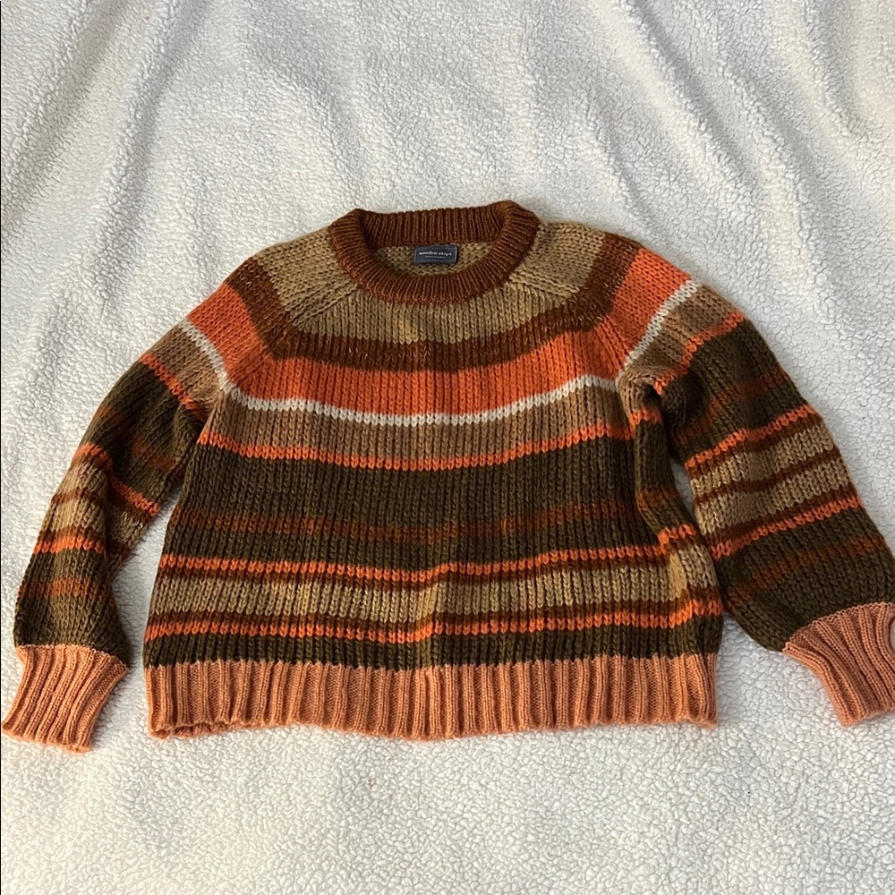 Wooden Ships Warm Knit Sweater in Brown and Tan
